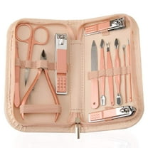 Nail Clippers and Beauty Tool Portable Set, Rose Gold Martensitic Stainless Steel Manicure Set 12 in 1, with Pink Leather Bag, Suitable for Home, Workplace, Outdoor Travel, Gift Giving, Beauty Salon.