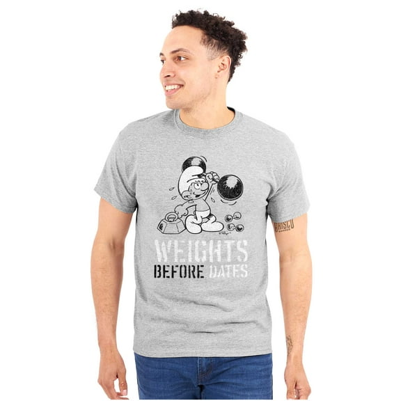 Hefty Smurf Weights Before Dates Gym Men's Graphic T Shirt Tees Brisco Brands S