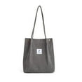 thumbnail image 1 of Yingyy Sacs en Velours Côtelé pour Femmes Sac à Bandoulière Léger Réutilisable Grande Capacité Sacs de Courses Rétro Sacs à Main Décontractés Sangle Renforcée Gris Foncé, 1 of 7