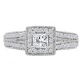 thumbnail image 2 of 0.80 Carat (ctw) 10K White Gold Princess & Round Cut Diamond Ladies Split Shank Bridal Halo Engagement Ring 3/4 CT, 2 of 6