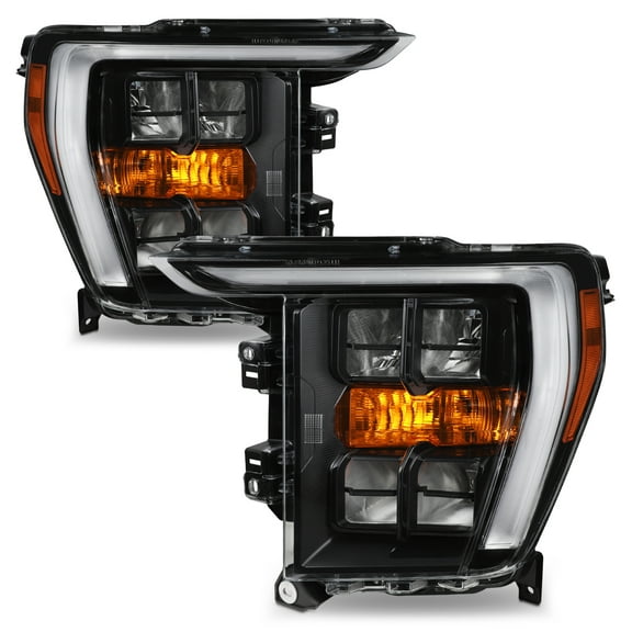 AKKON - Fit 2021 2022 2023 Ford F150 Pickup Truck Quad Beam LED w/ DRL Headlight w/o Reflector Headlamp OE Style Black Driver - Passenger