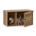 thumbnail image 1 of Gymax Cat Litter Box Enclosure w/ Winding Entry Louvered Door Wooden Pet Side Table, 1 of 10