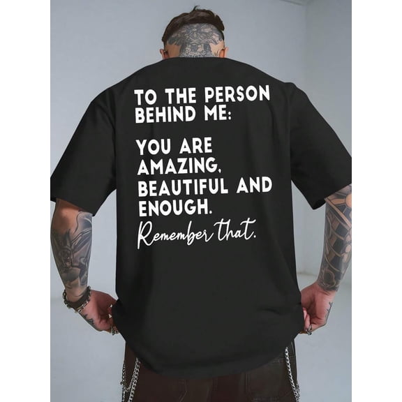 Men'S Summer Graphic T-Shirt "You Are Amazing, Beautiful And Enough" Print, Casual Crew Neck Short-Sleeve Tee, Breathable Stylish For Beach Vacations