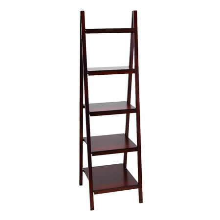 Decmode 66 Inch Traditional Multi-Tiered Wooden Ladder Bookcase,