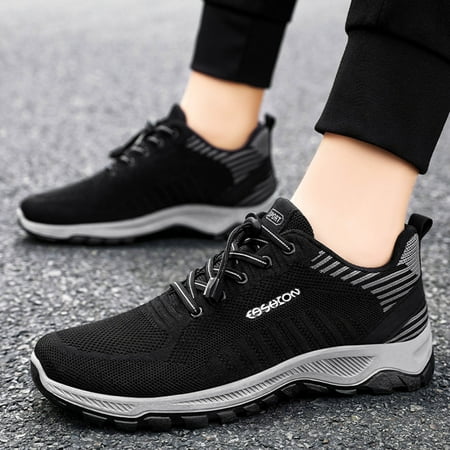 

Yolai Fashion Summer Men Sports Shoes Flat Soft Sole Non Slip Elastic Lace Up Mesh Breathable Running Hiking Casual Style