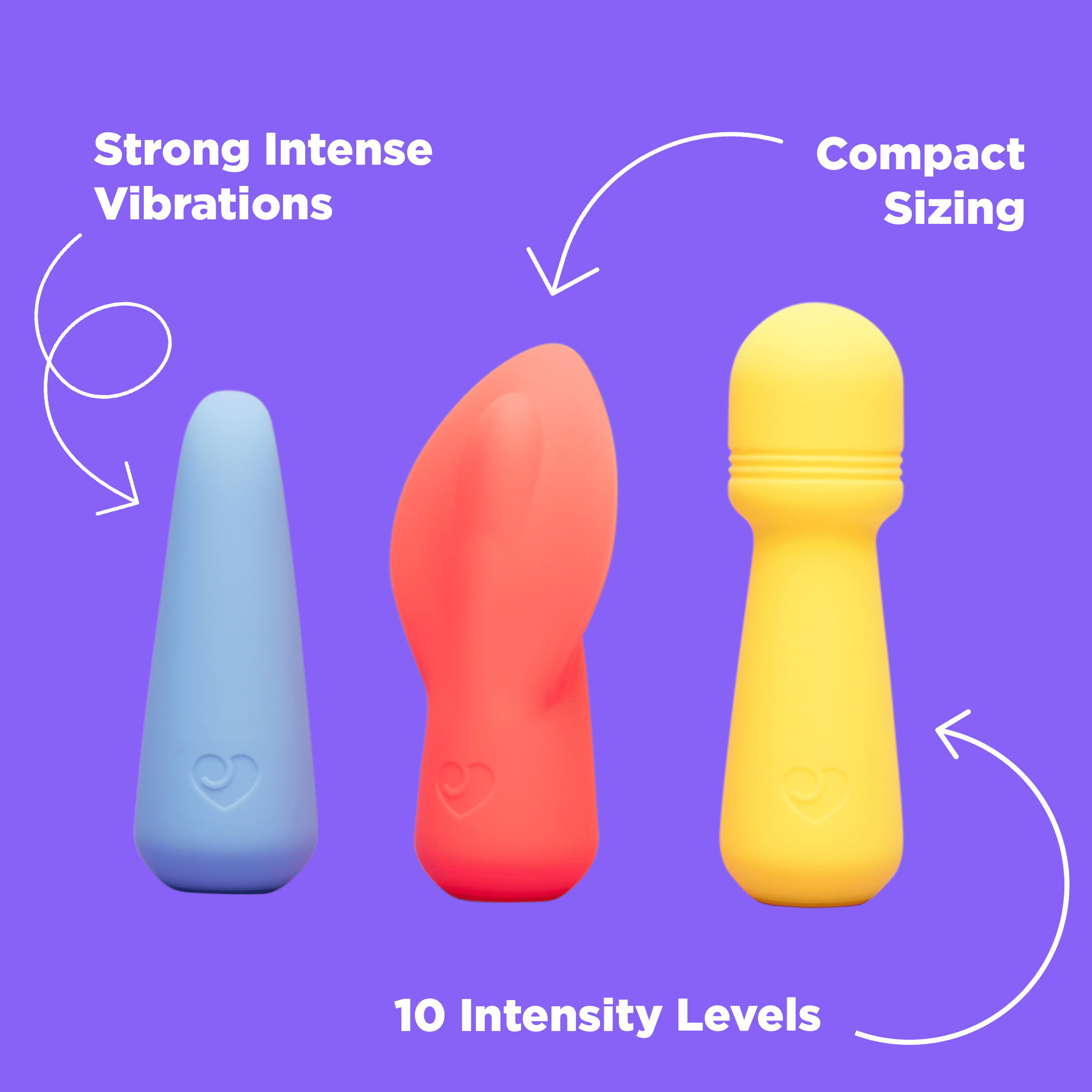 Lovehoney Mon Ami Mini Vibrating Massagers, Yellow, Coral, and Blue