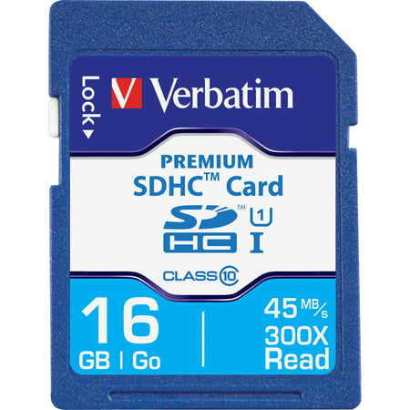 Verbatim, VER96808, 16GB Premium SDHC Memory Card, UHS-I V10 U1 Class 10, (16gb Class 10 Memory Card Best Price)