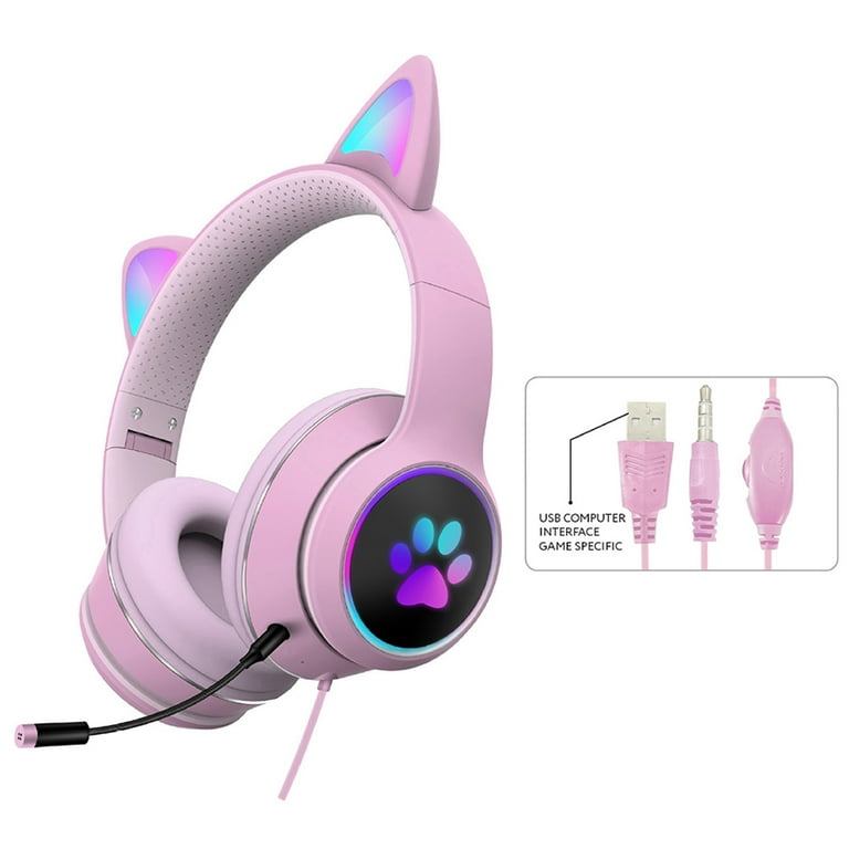 Gaming Headset for Kids Cat Ear Headphones - PINK