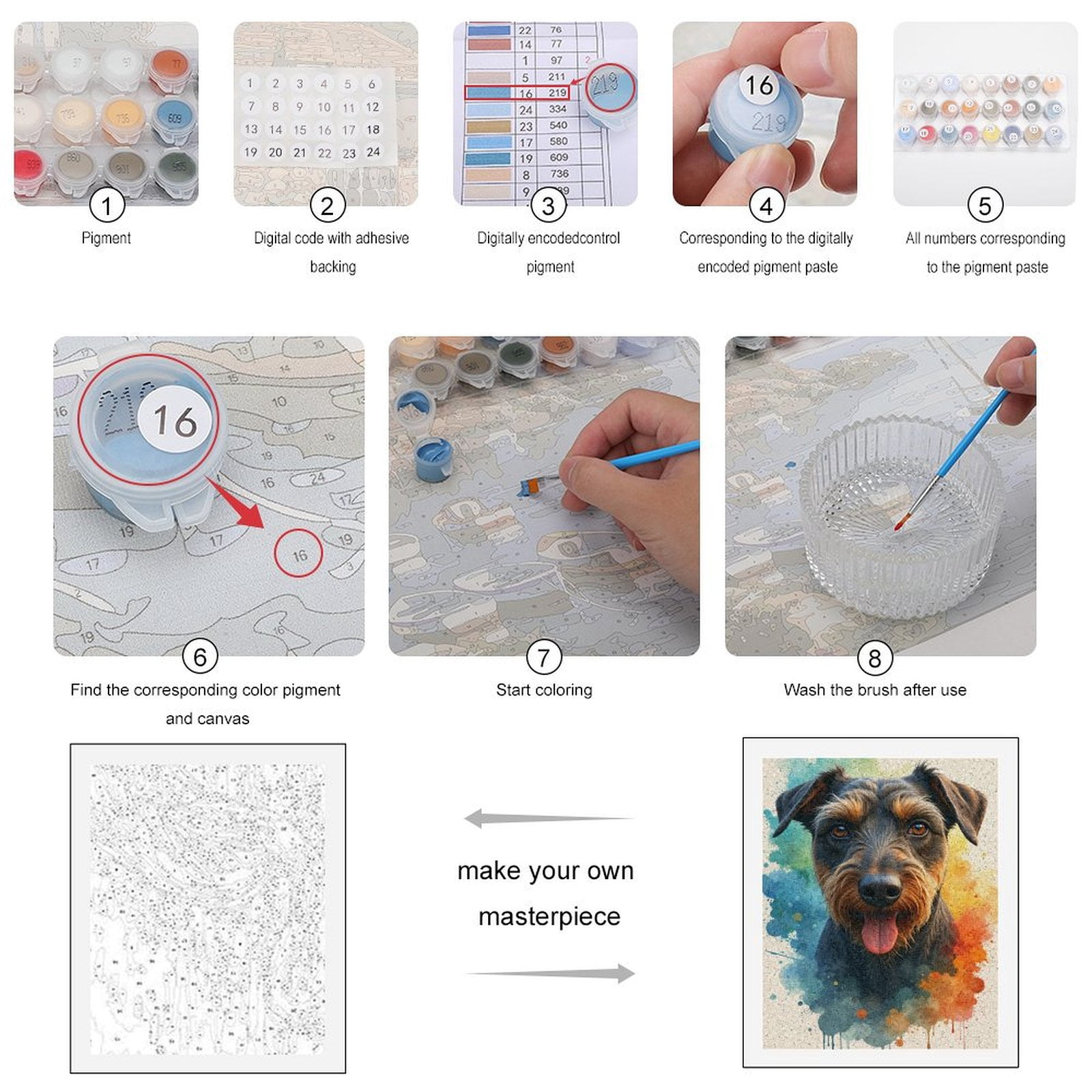 Paint By Numbers Kit for Adults Beginner - DIY Dog Portrait Color Splash Art Canvas Painting Kits for Adults, Frameless Paint By Number for Adults for Home Wall Decor 16x20 Inch