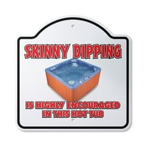 Skinny Dipping 10” x 10” Sign | Indoor/Outdoor Plastic | SignMission Designer Hot Tub Spa Nudist Nude Swimming Pool Novelty Gift Funny Joke Gag Road Garage