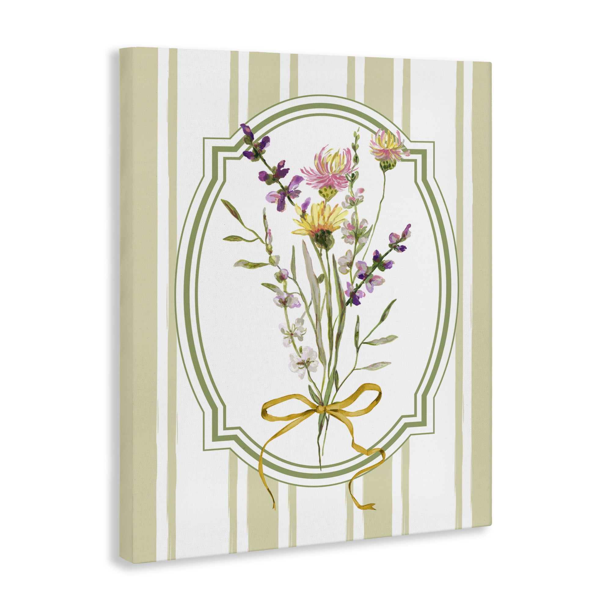 Wildflowers Bouquet Classic Stripes Canvas Wall Art, design by Adonna Ebrahimi