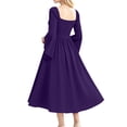 thumbnail image 4 of Fsgntruao Gothic Medieval Dress for Women Square Neck Long Bell Sleeve Solid Color Court Style Halloween Stage GownPurple,XXL, 4 of 9