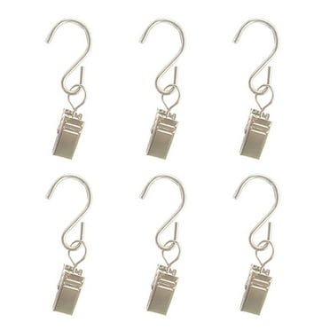 50PCS Metal S Shape Hooks with Clips for Curtain Silver Color 9x2 8x1 7cm