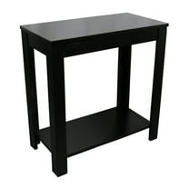 JERFIT 24 inch End Table, Black Wood Nightstand with 2-Tier Shelf, Small Side Table for Living Room, Bedroom, Office