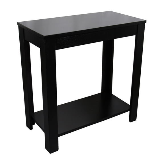 JERFIT 24 inch End Table, Black Wood Nightstand with 2-Tier Shelf, Small Side Table for Living Room, Bedroom, Office