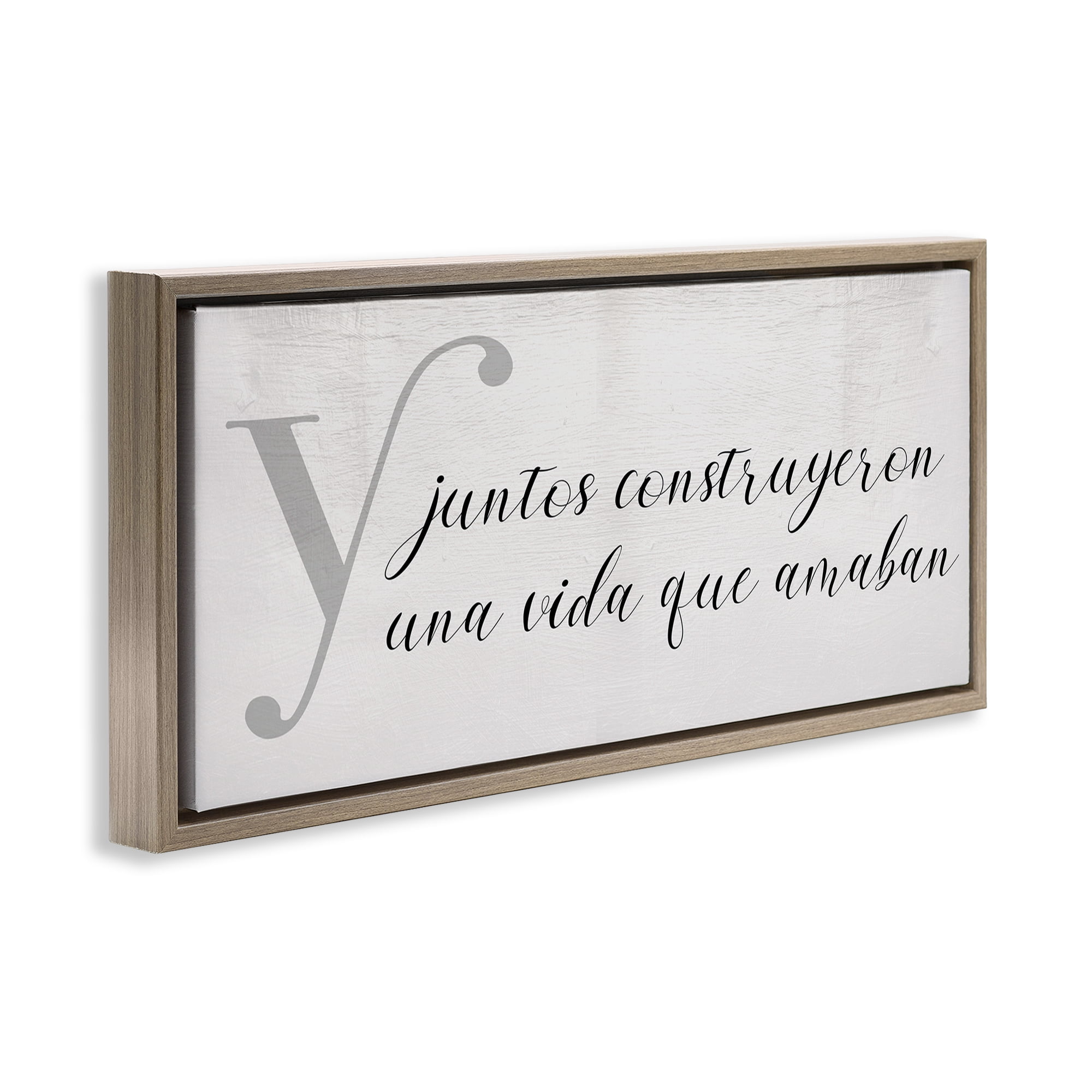 Stupell Industries Juntos Construyeron una Vida Inspirational Quotes & Sayings Painting Brown Floater Framed Art Print Wall Art, 31 x 14