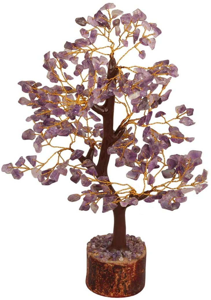 200 Beads Crocon ite Gemstone Tree with Agate Slice Geode Base Copper Wire Feng Shui Figurine Home Decoration Ornament Chakra Balancing Healing Crystal Bonsai Good Luck & Wealth Gift 