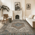 thumbnail image 3 of DEORAB 8X10 Area Rugs for Living Room, Non Slip Indoor Vogue Area Rugs, Low Pile Lightweight Vintage Large Print Mat for Bedroom Dining Room Home Office and Hall, Ultra-Thin, Blue Gray, 3 of 8