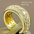 thumbnail image 6 of VOLALO Mens Titanium Ring Wedding Band Cubic Zirconia 14K Gold Plated Full Stones Round Ring With White Gift Box, 6 of 8