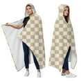 thumbnail image 2 of Wearable Blanket,Beige Gray Checkerboard Checkered Pattern Hooded Wearable Flannel Blanket for Adults & Teens,Winter Poncho Shawl Wrap Cape Cozy Anti-Pill,60"x80", 2 of 5