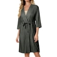 thumbnail image 6 of Stralyhd Shoulder Surgery Robe for Women Surgery Recovery Gown with Drain Pockets Open Front Adaptive Gowns 3/4 Sleeve Chemo Post Clothing Dark Gray XXL, 6 of 9
