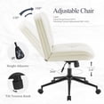 thumbnail image 4 of CONCETTA Armless Office Chair with Wheels - Swivel Rolling & 22° Rocking Recline, Wide PU Leather Seat, for Home Office Desk and Mobile Use, Beige, 4 of 8