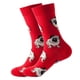 thumbnail image 4 of Calcetines de algodón con dibujos de animales para hombre, medias de tubo medio con diseños coloridos de perros y gatos, suaves, de Color rojo, negro y blanco, 4 of 4
