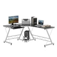 thumbnail image 1 of L-Shaped Computer Desk, Corner Table with Keyboard Tray for PC Laptop Desktop, Workstation Stand Home Office Furniture, 1 of 7
