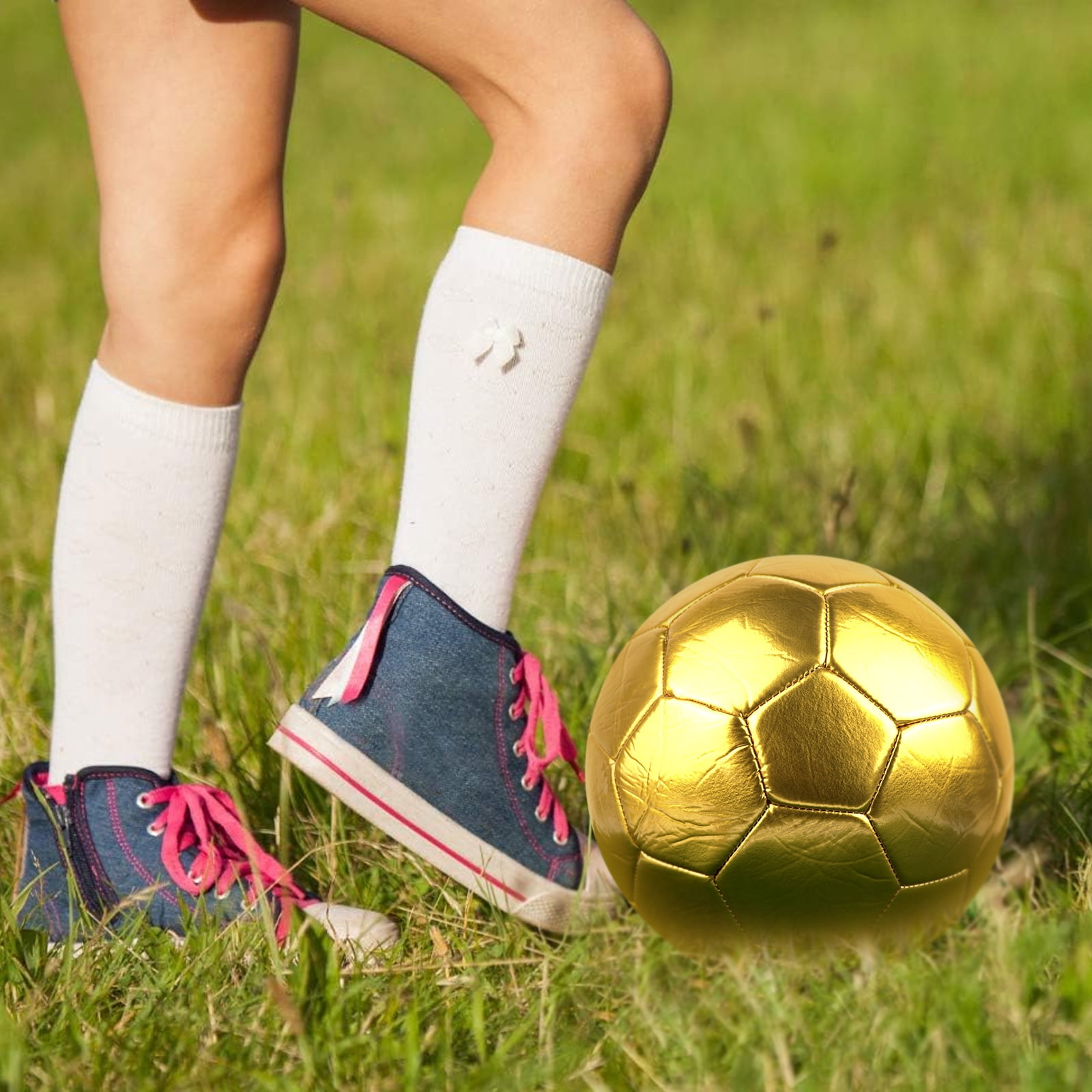Linkidea Official Match Size Soccer Ball, PVC Golden, 5