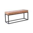 thumbnail image 3 of Oli PU Bench in Tan, Stainless Steel Bench, Distressed Finish Leather Upholstery, Matte Black Bench, Tan Pu Bench with Black Frame, Living Room Bench, Bedroom Bench, Entryway Bench, Rectangular Bench,, 3 of 3