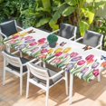 thumbnail image 2 of Tulips Spring Floral Table Cloths for 8 Foot Rectangle Tables, Pastoral Flowers Butterfly Farmhouse Patio Waterproof Elastic Fitted Tablecloths, Washable Rectangular Table Cover for Camping, 2 of 8