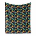 thumbnail image 1 of Leaves Soft Flannel Fleece Throw Blanket, Jumbled Pieces of Colorful Graphic Tropical Foliage with Dots as Abstract Spores, Cozy Plush for Indoor and Outdoor Use, 60" x 80", Multicolor, by Ambesonne, 1 of 6