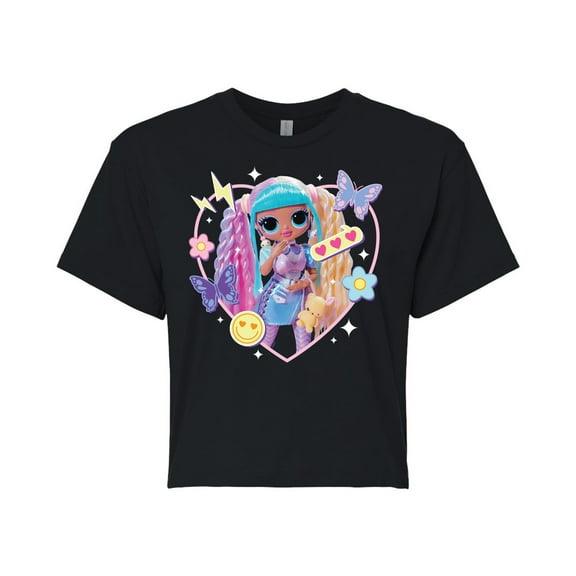 LOL OMG! Fashion Dolls - Candylicious, Butterflies, & Hearts - Juniors Cropped Cotton Blend T-Shirt