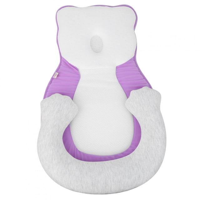 Cuna nido portátil para bebé, colchón con memoria, anticabeza plana, almohada para recién nacidos, color morado