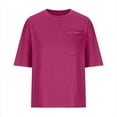thumbnail image 6 of Vivianyo HD Casual Women's Summer Short Sleeve T-Shirt Women's Solid Round Neck Short Exposed Navel Top With Back Design And Pockets Loose Fitting T-shirt Short Sleeved Round Neck Top/shirt, 6 of 7