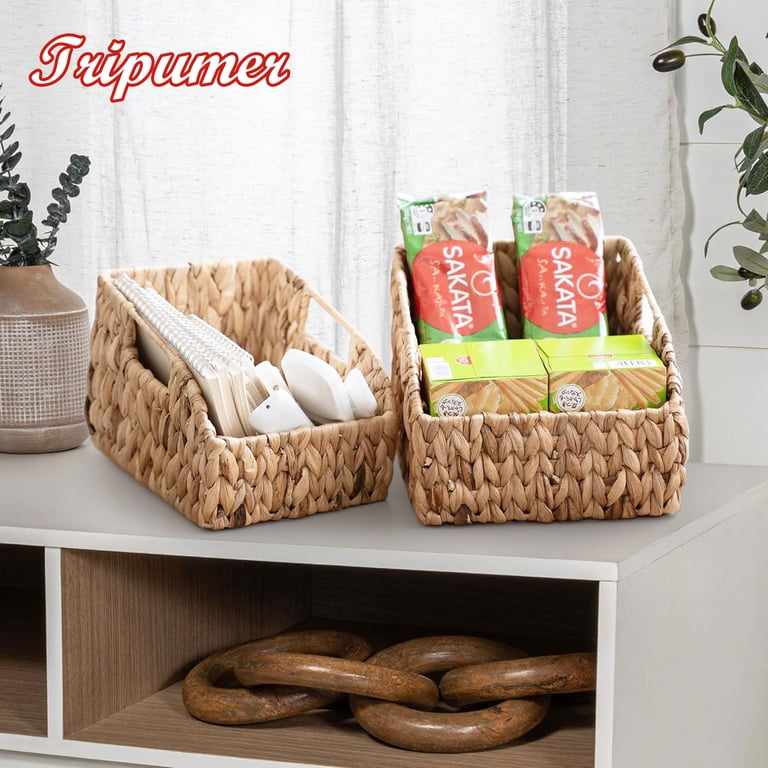 Tripumer Handmade Water Hyacinth Storage Baskets, 2-Pack photo 4