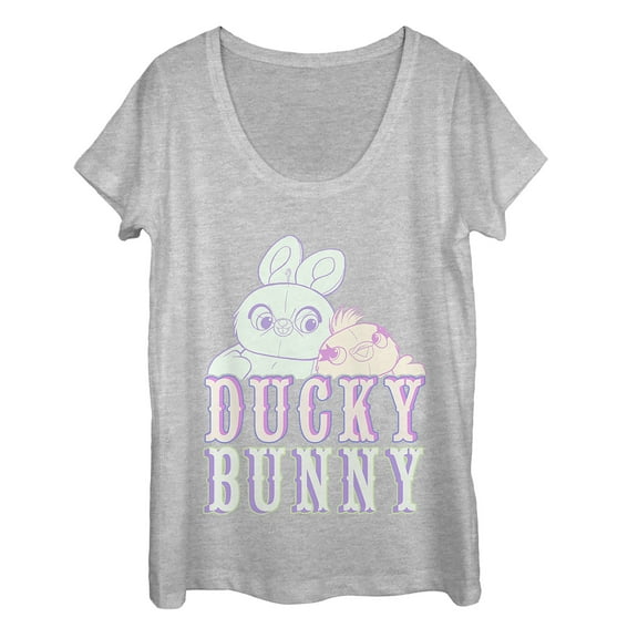Women's Toy Story Ducky & Bunny Hugs  Scoop Neck Athletic Heather 2X Large