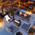 thumbnail image 6 of Ainfox 7 Piece Outdoor Patio Furniture Sofa Set on Sale, Grey Rattan Blue Cushion, 6 of 8