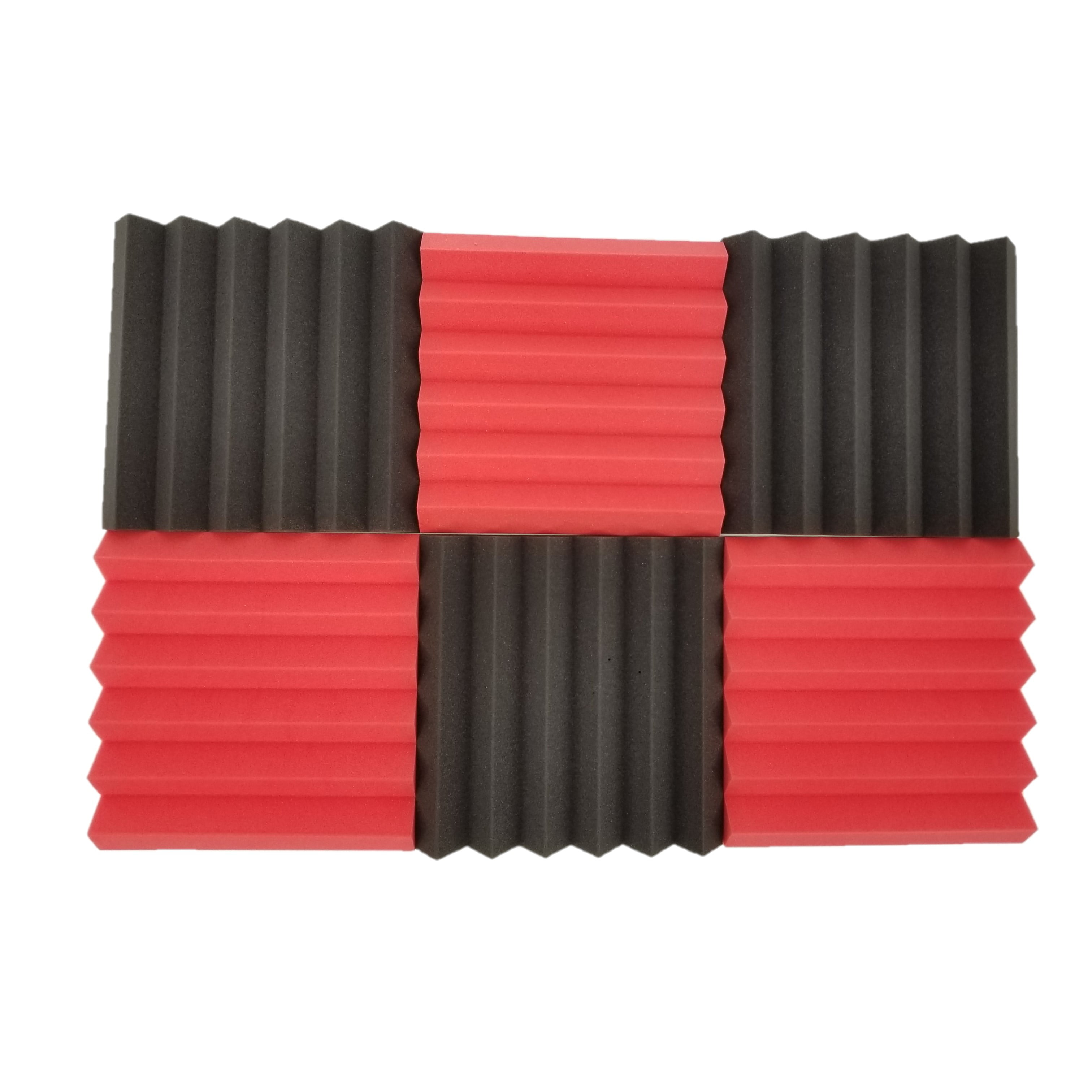 12 Pack, Black&Red 12 Pack Charcoal Acoustic Panels Studio Soundproofing Foam Wedges Tiles Fireproof 2 X 12 X 12