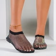 thumbnail image 4 of Sandalias de verano con punta redonda y botas cortas con diamantes de imitación, sandalias planas huecas sexis de talla grande para mujer, 4 of 6