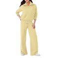 thumbnail image 2 of ZsaeSM Women 2 Piece Casual Tracksuit Sets Half Zip Lapel Sweatshirt & Drawstring Wide Leg Pants Comfy Lounge Outfit Set Complexion L, 2 of 7