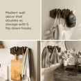 thumbnail image 3 of Wall-Mounted Coat Rack Rail Hook with 5 Retractable Wood Pegs – Modern, Space-Saving Storage Organizer,Aged Walnut, 3 of 6