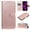 Rosegold, variant on SaniMore for iPhone 14 Pro Case with Card Holder, Embossed Magnetic Wallet Soft TPU + PU Leather Cover with Practical Bracket + Detachable Hand Strap Shockproof Protective Shell, Pink