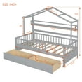 thumbnail image 4 of Kidkapers Grey Twin Size House Bed: Wood Playhouse Bed Frame with Roof Design, Storage Drawer, Shelves, Ideal for Kids, Teens, 4 of 5