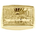 thumbnail image 2 of 10K Yellow Gold Diamond Cut Textured Last Supper Statement Pinky Ring 14mm Band, 2 of 5
