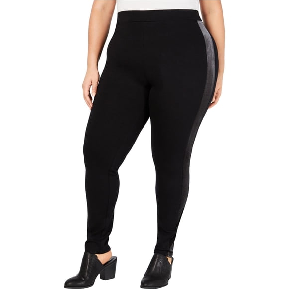 Style & Co. Leggings Décontractés pour Femmes à Bordure en Velours, Noir, Grande Taille, 18W