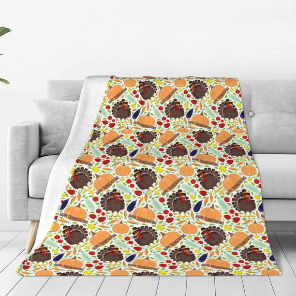 Fotbe Thanksgiving Manta de Franela Acolchonada con Estampado, Súper Suave y Esponjosa, Extra Grande para Sofá, Cama, Uso Todo el Año-50"x40"