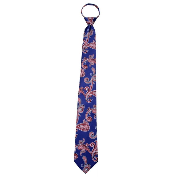 Boys 14 inch Pre Made Pattern Zipper Necktie