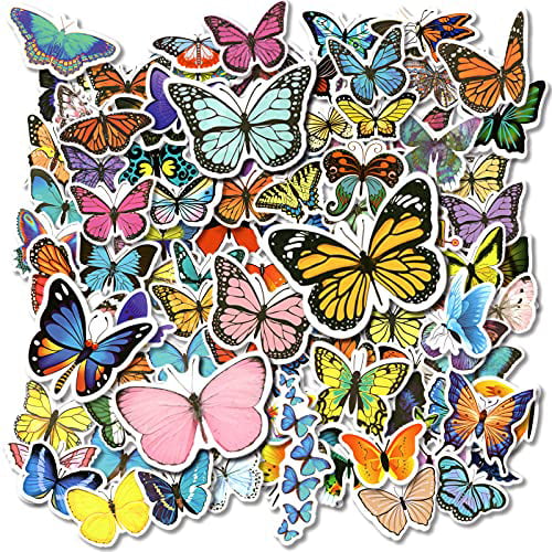 100pcs Butterfly Stickers Pack Laptop Skateboard Guitar Stationery Home decor 