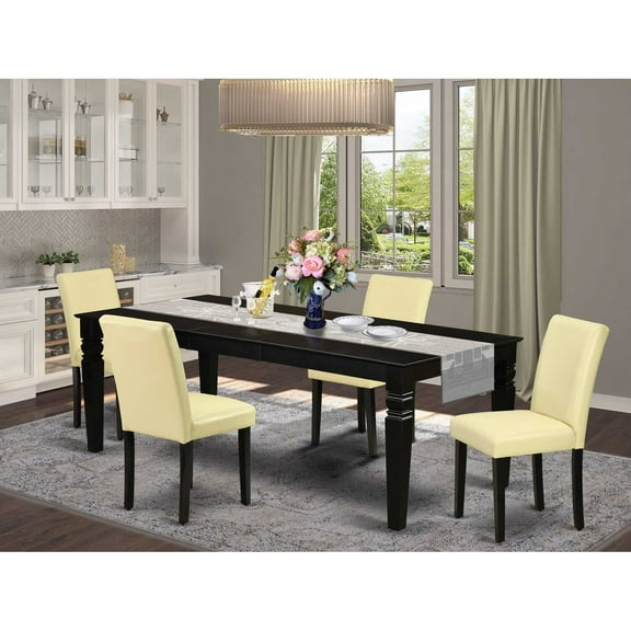 East West Furniture Logan 5-piece Wood Dining Set in Black/Eggnog